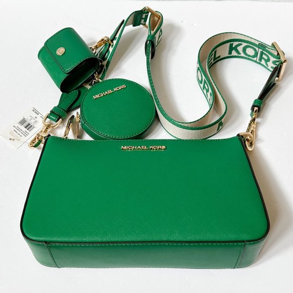 MICHAEL KORS JET SET TRAVEL SMALL CROSSBODY BAG WITH TECH PALMETTO GREEN - Picture 6 of 12